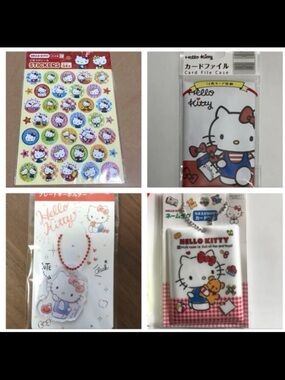 Hello Kitty Assorted Sticker & Stationery Card Set - White, Red, Pink, Blue
